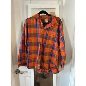 561 Vintage Saks Fifth Avenue Orange and Blue Button Down Long Sleeve